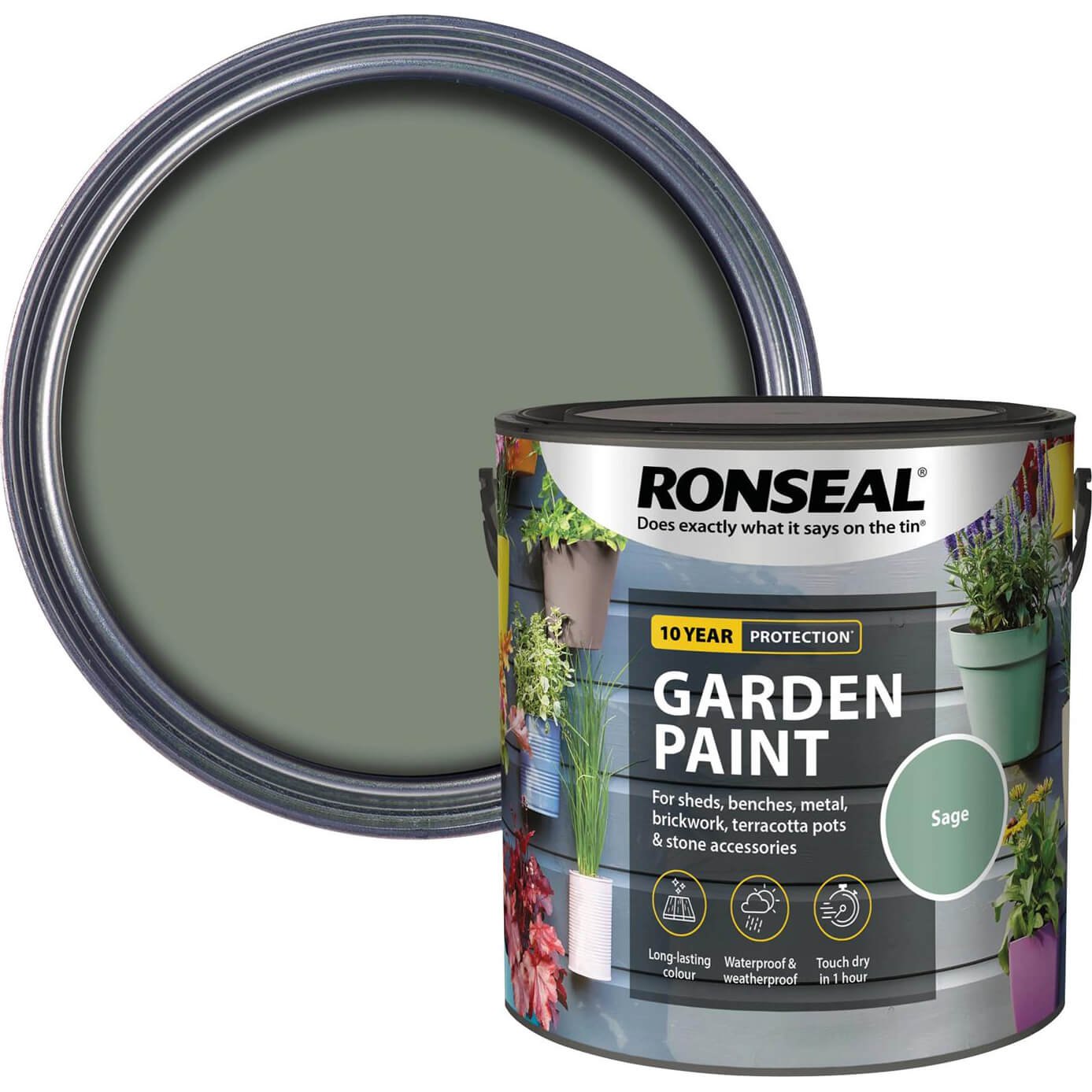 Photo of Ronseal General Purpose Garden Paint Sage 2.5l