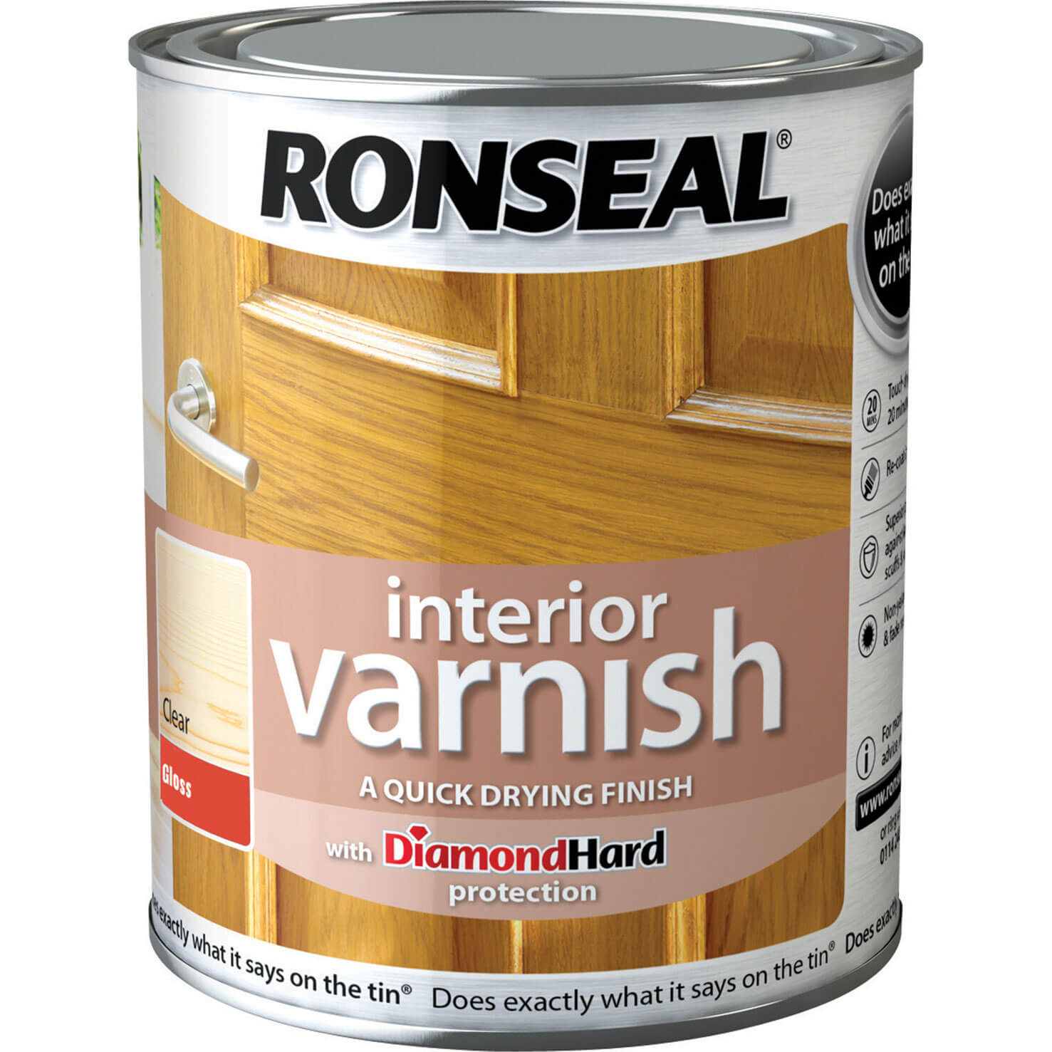 Ronseal Interior Quick Dry Gloss Varnish Clear 250ml