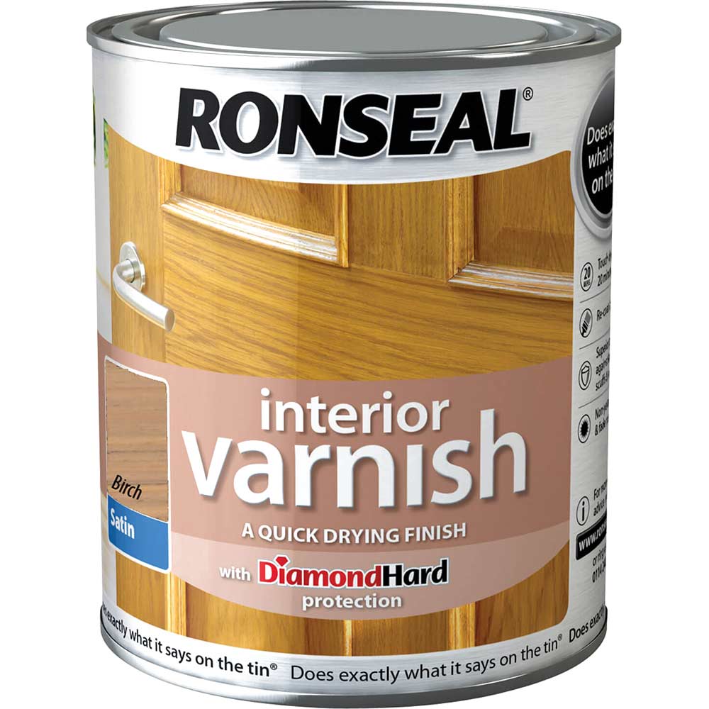 Photo of Ronseal Interior Satin Quick Dry Varnish Birch 750ml