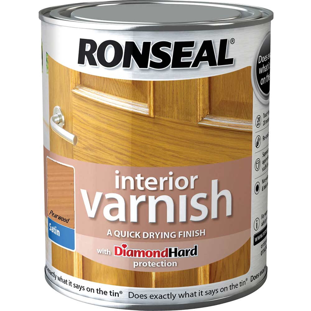 Image of Ronseal Interior Satin Quick Dry Varnish Pear Wood 250ml