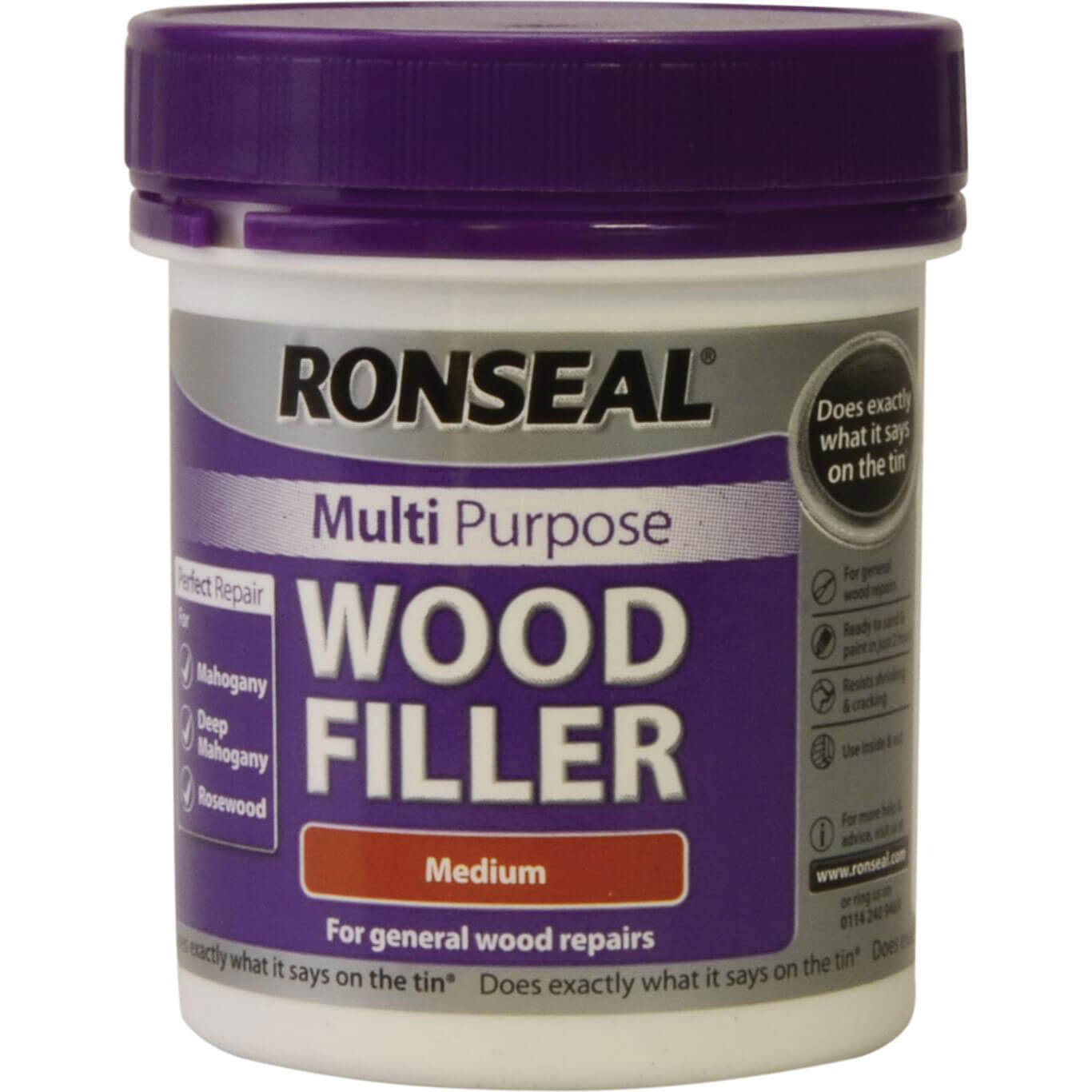 Image of Ronseal Multi Purpose Wood Filler Tub Medium 250g