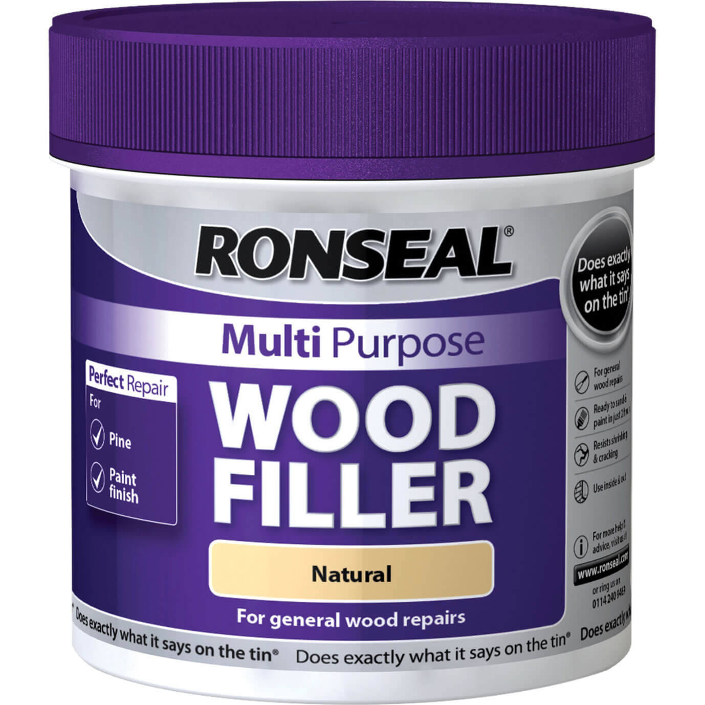 Image of Ronseal Multi Purpose Wood Filler Tub Natural 465g