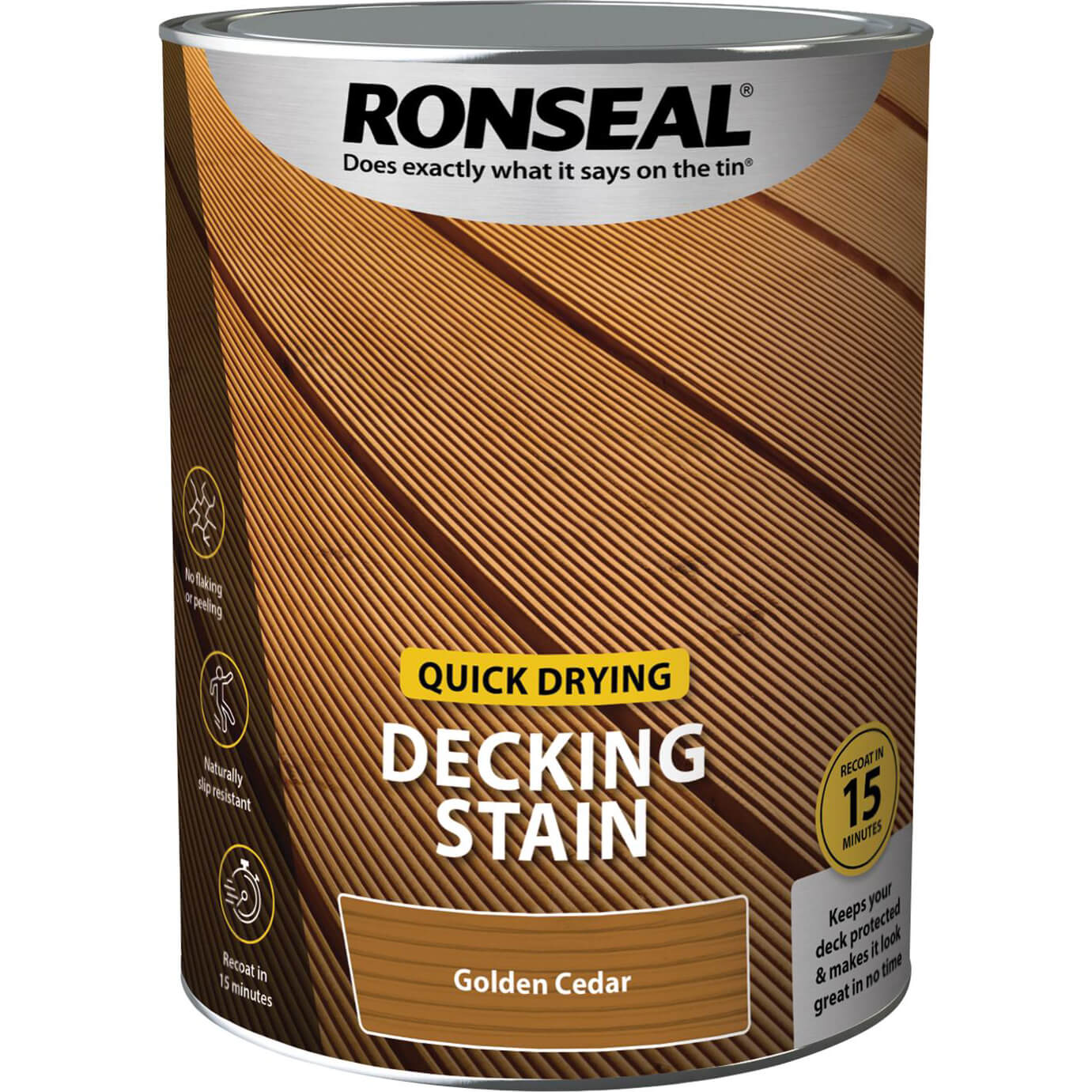 Ronseal Quick Drying Decking Stain 5l Golden Cedar