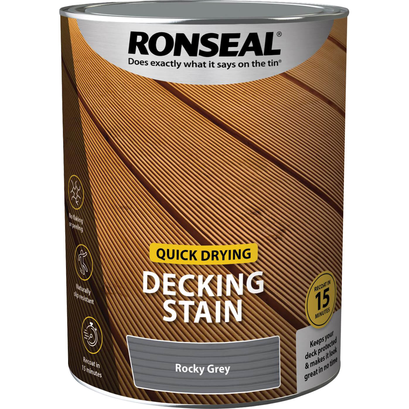 Ronseal Quick Drying Decking Stain 5l Rocky Grey
