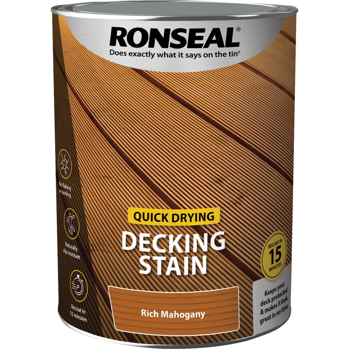 Ronseal Quick Drying Decking Stain Rich Mahogany - 5L
