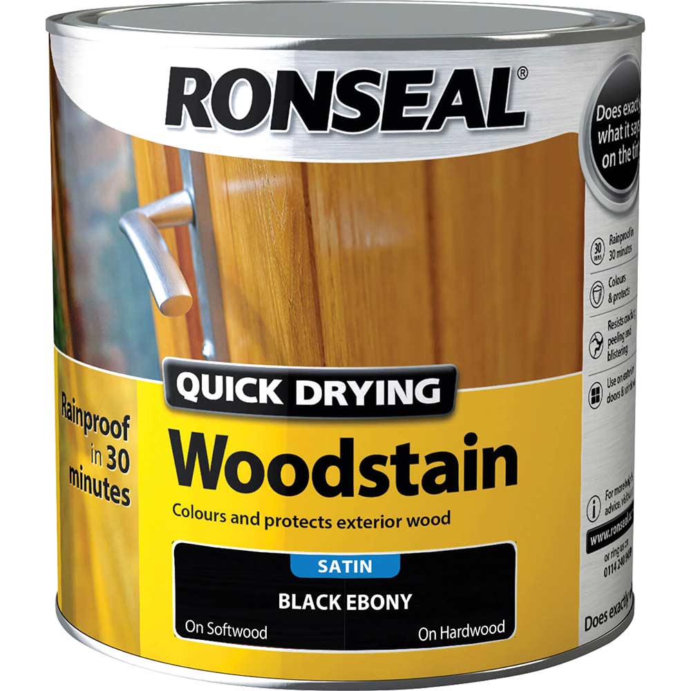 Photo of Ronseal Quick Dry Satin Woodstain Ebony 2.5l