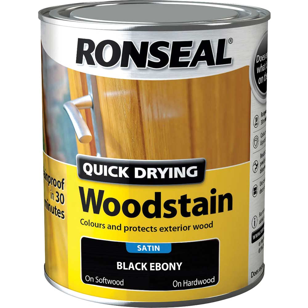 Photo of Ronseal Quick Dry Satin Woodstain Ebony 750ml