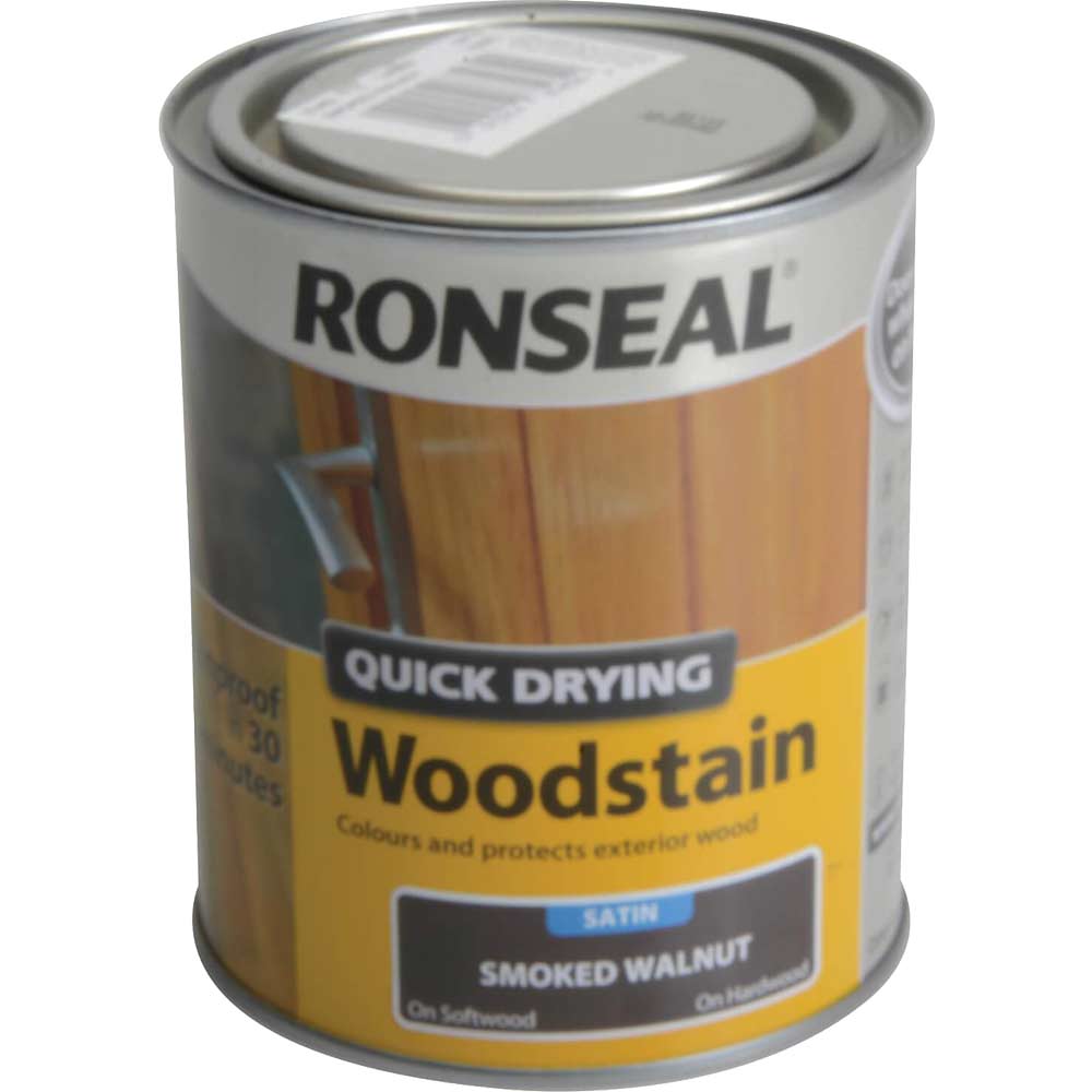 Photo of Ronseal Quick Dry Satin Woodstain Smoked Walnut 750ml