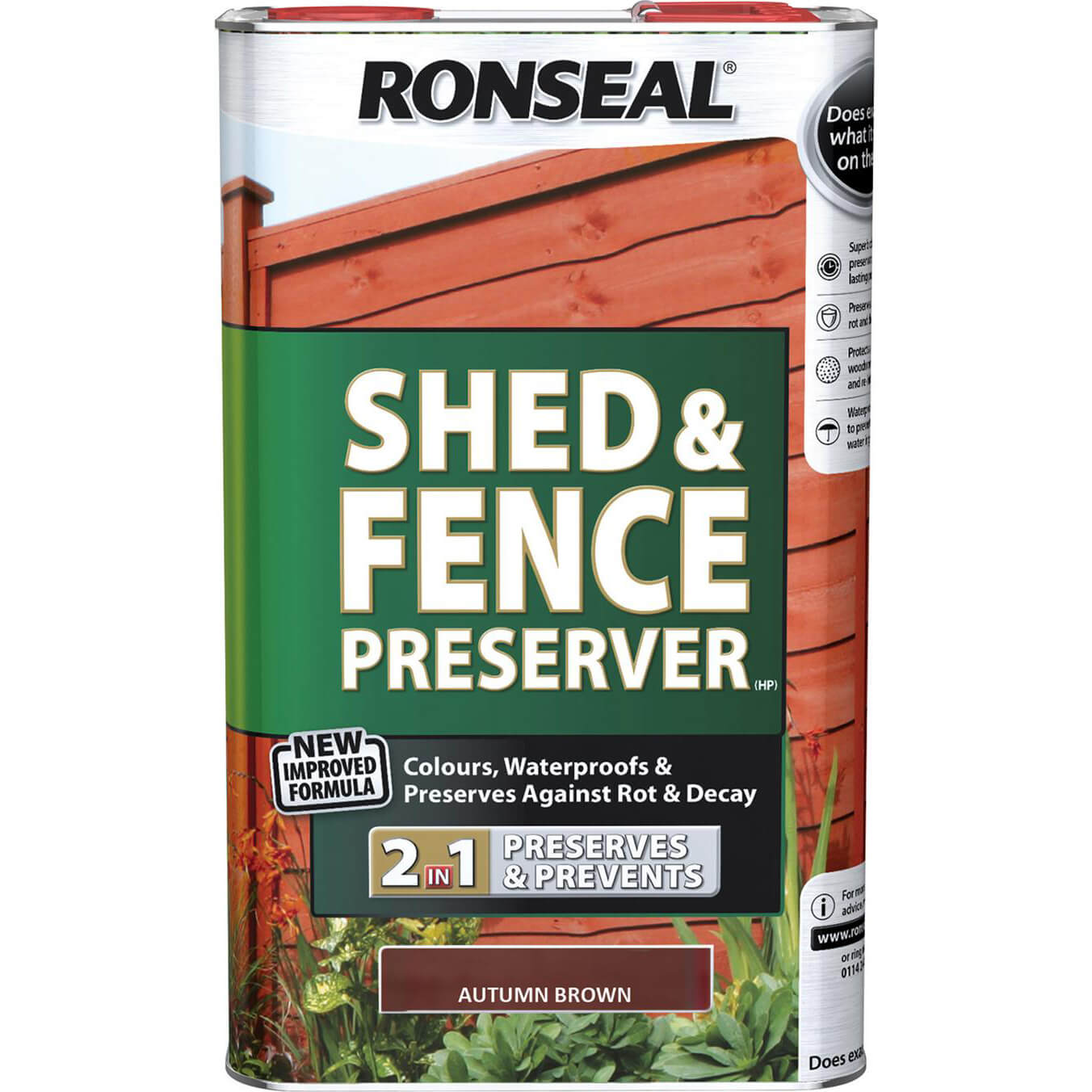 Image of Ronseal Shed and Fence Preserver Autumn Brown 5l