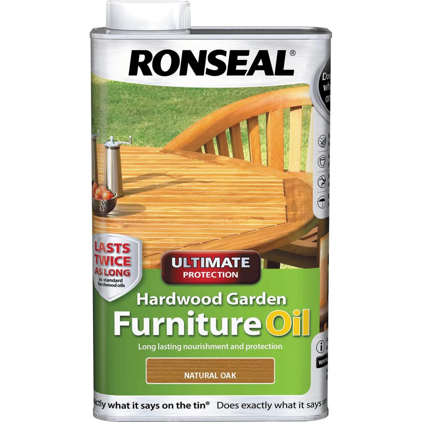 Image of Ronseal Ultimate Protection Hardwood Garden Furniture Oil Oak 1l