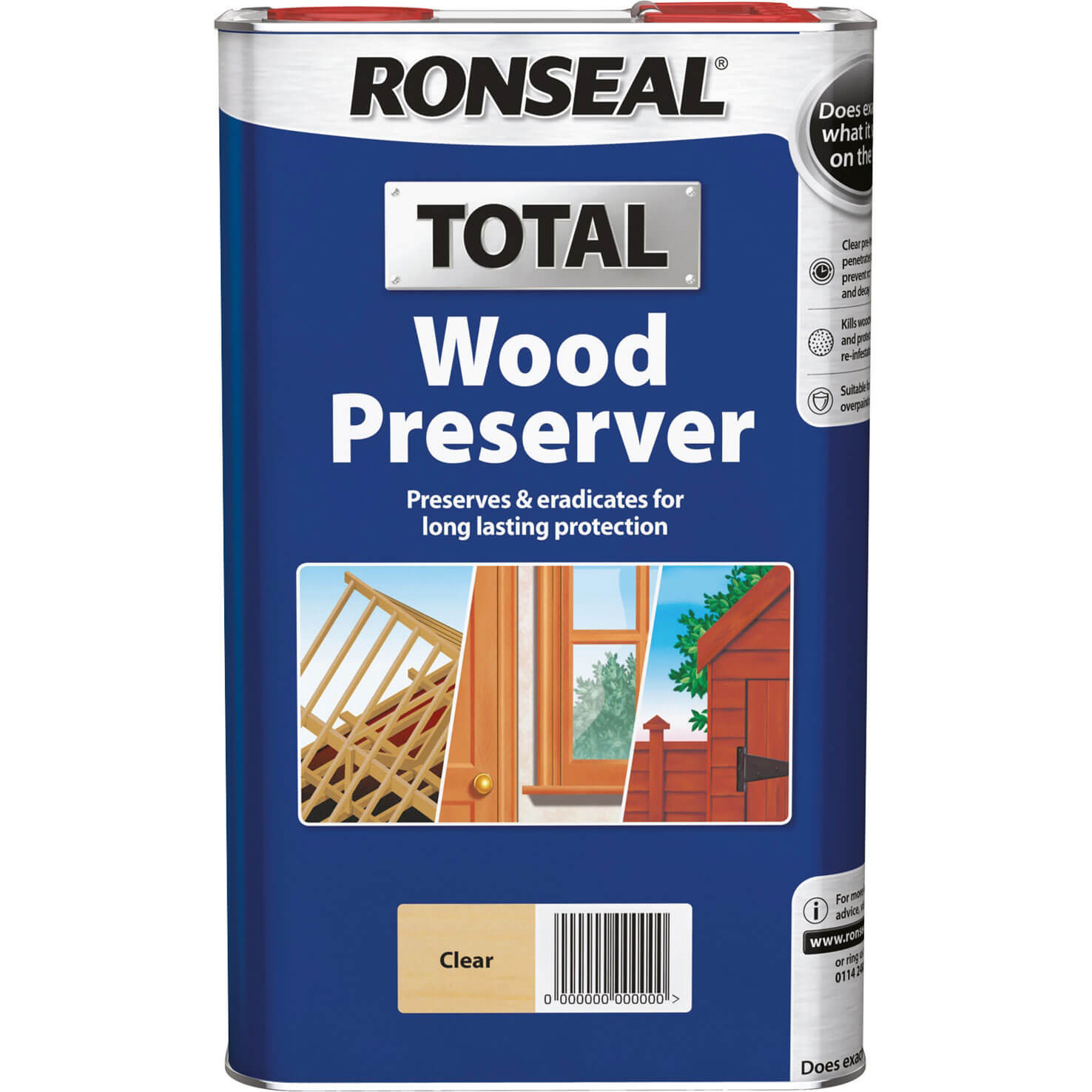 Image of Ronseal Total Wood Preserver Clear 5l