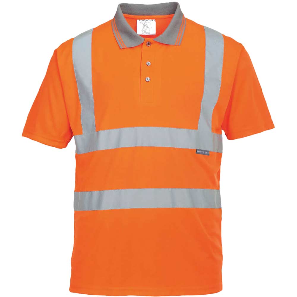 Photo of Portwest Mens Class 2 Hi Vis Polo Shirt Orange S