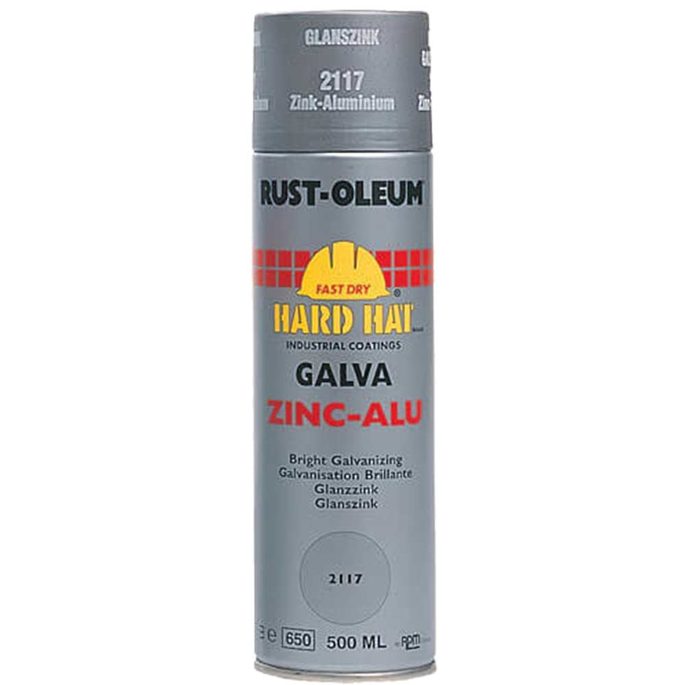 Image of Rust Oleum Hard Hat Galva Zinc Metal Spray Paint Zinc Aluminium 500ml