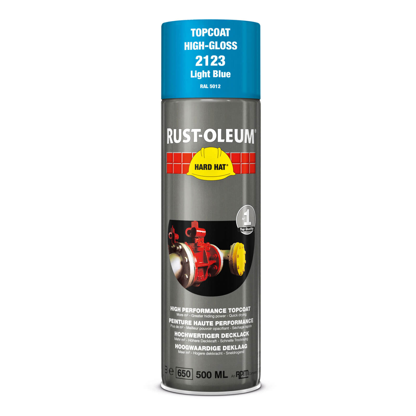 Image of Rust Oleum Hard Hat Metal Spray Paint Light Blue 500ml