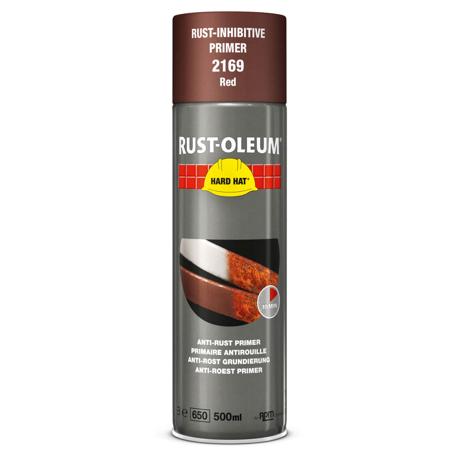 Image of Rust Oleum Hard Hat Metal Primer Spray Paint Red 500ml
