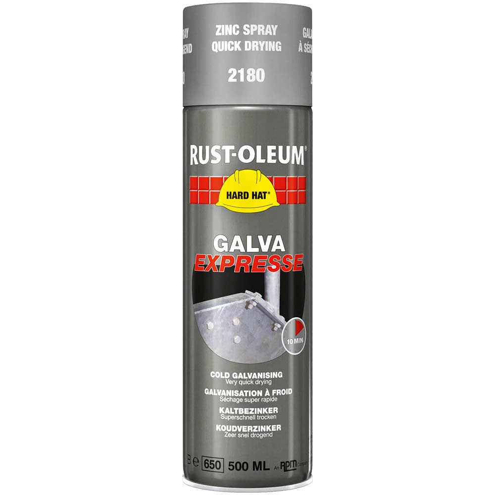 Image of Rust Oleum Hard Hat Galva Express Primer Metal Spray Paint Galvanizing Zinc 500ml