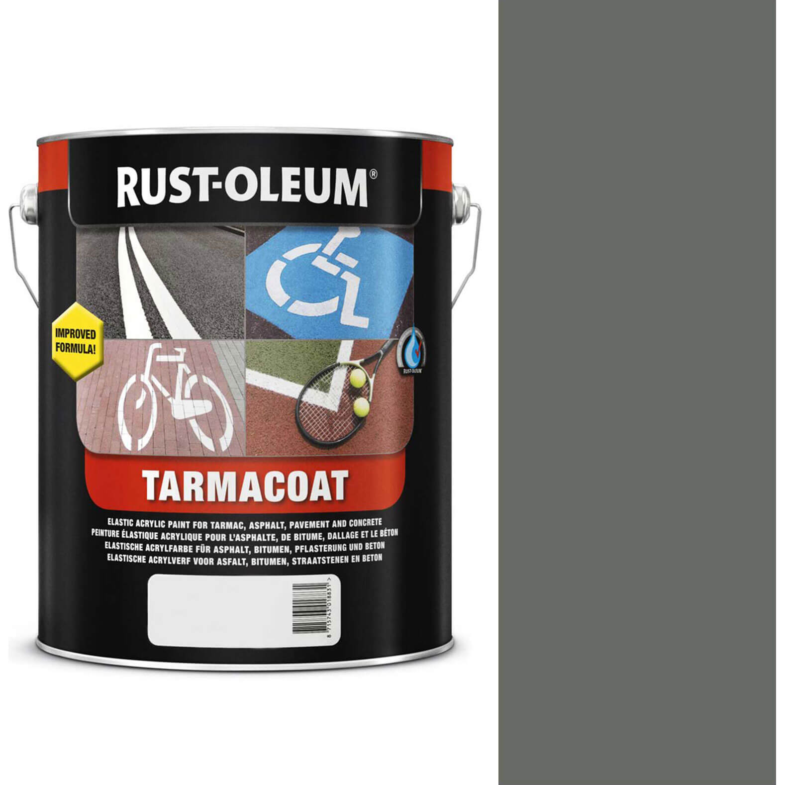 Rust Oleum Tarmacoat Rapid Curing Road Line Paint Medium Grey 5l