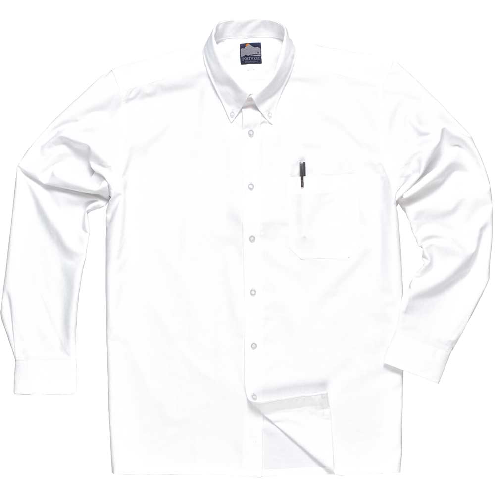 Photo of Portwest Mens Oxford Long Sleeved Shirt White Size 18.5