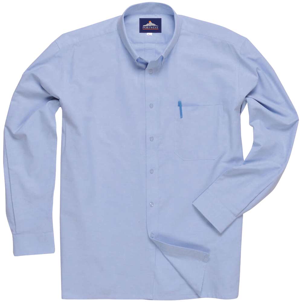 Image of Portwest S117 Easycare Oxford Long Sleeve Shirt Blue L