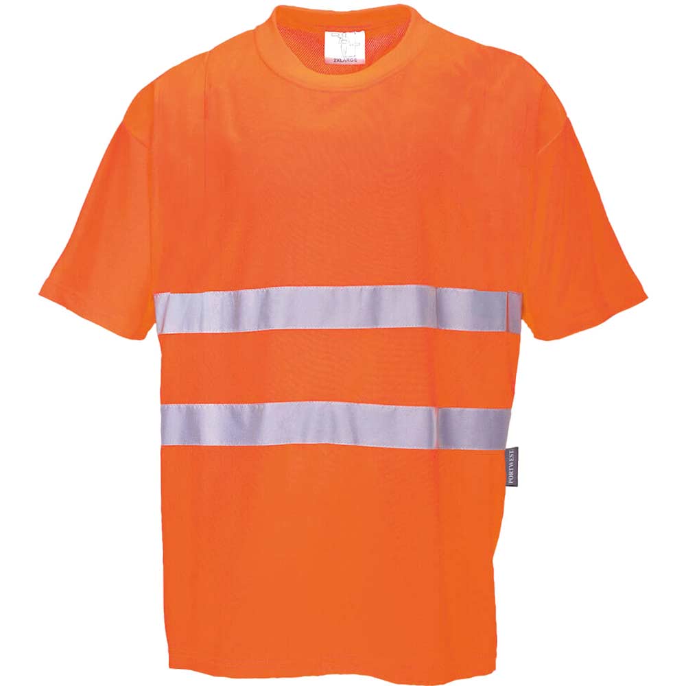 Image of Portwest Hi Vis Cotton Comfort Short Sleeve T Shirt Orange 4XL