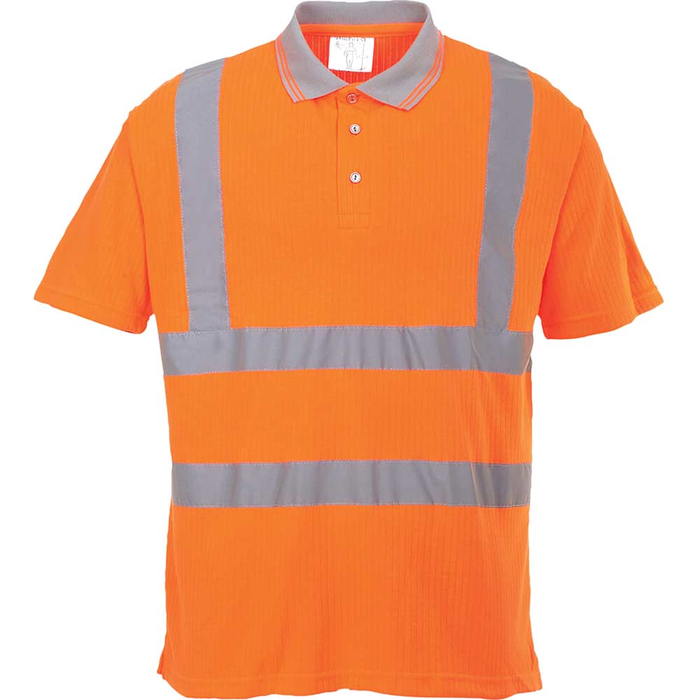 Image of Portwest Class 2 Hi Vis Ribbed Polo Shirt Orange XL