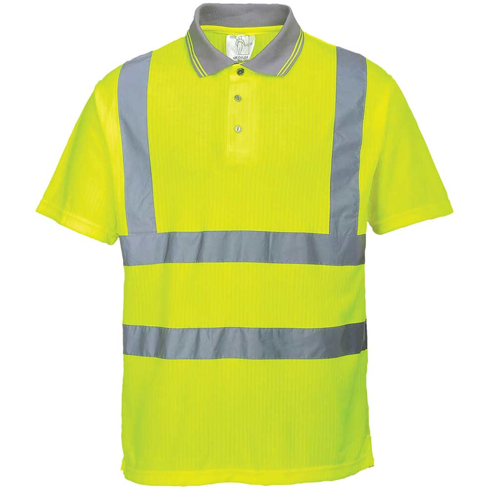 Image of Portwest Class 2 Hi Vis Ribbed Polo Shirt Yellow XL