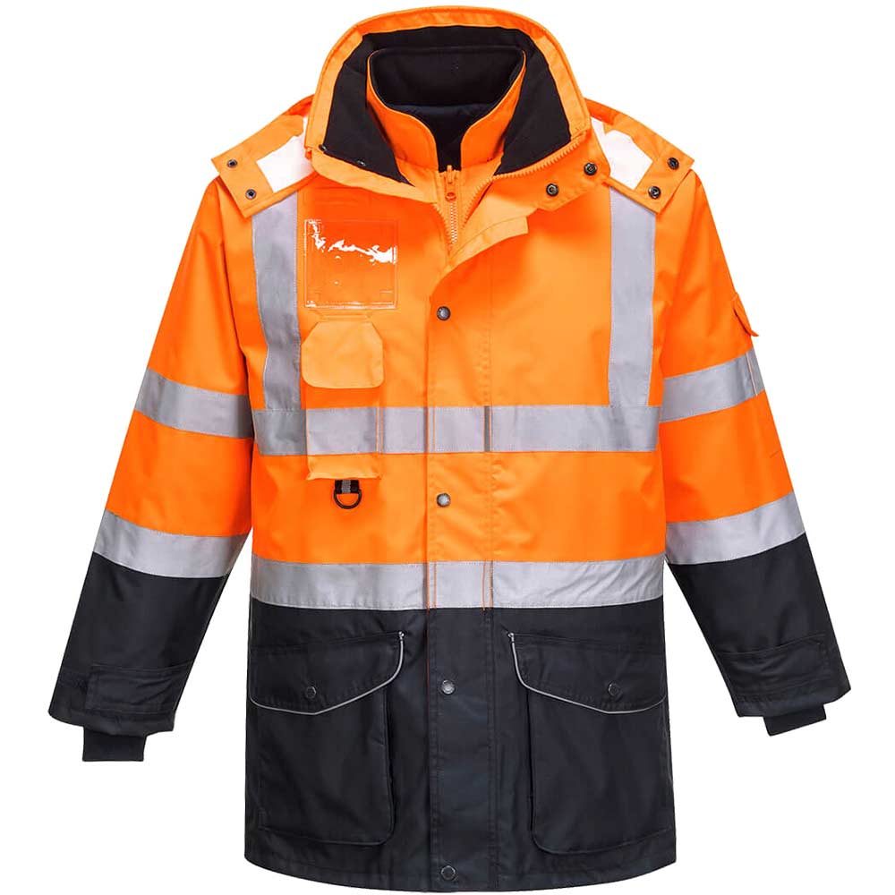 Photo of Oxford Weave 300d Class 3 Hi Vis 7-in-1 Contrast Traffic Jacket Orange / Navy 4xl