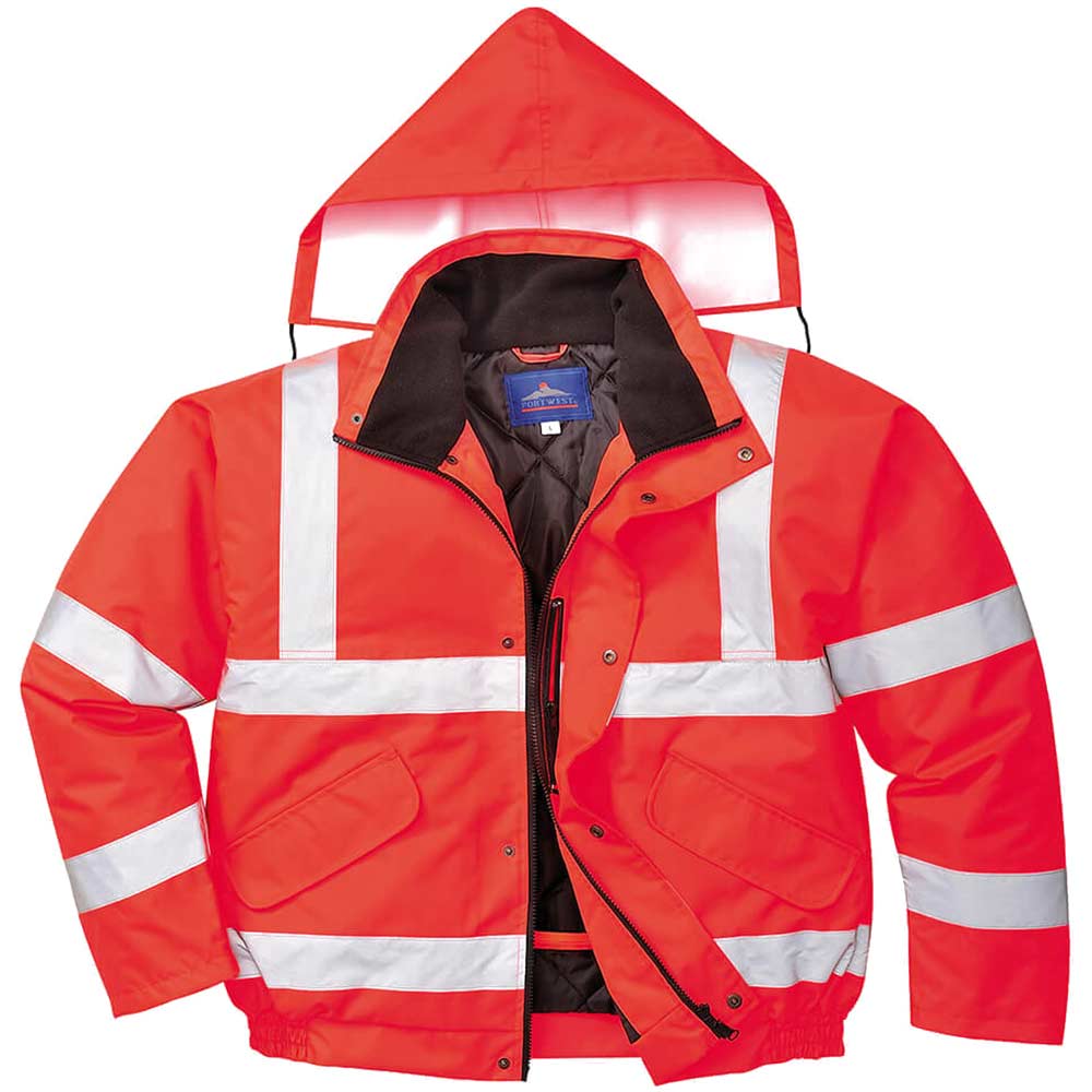Photo of Oxford Weave 300d Class 3 Hi Vis Bomber Jacket Red 2xl
