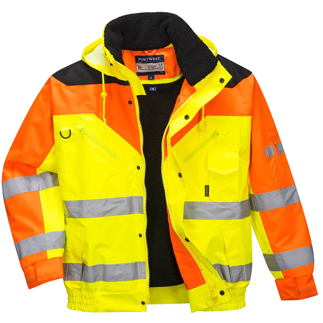 Contrast Plus Hi Vis Bomber Jacket and Detachable Lining Yellow L