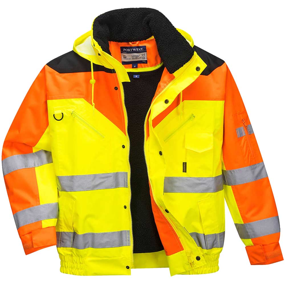 Photo of Contrast Plus Hi Vis Bomber Jacket And Detachable Lining Yellow M