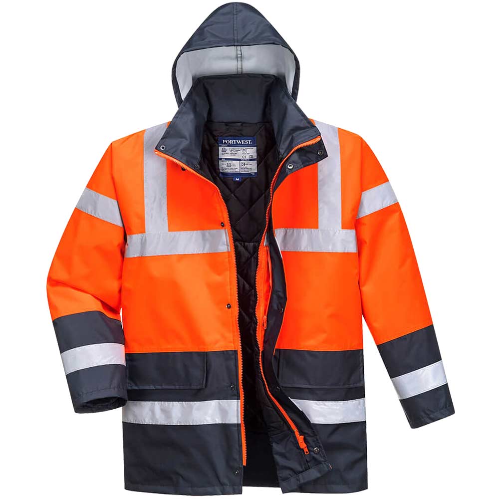 Photo of Oxford Weave 300d Class 3 Hi Vis Contrast Traffic Jacket Red / Navy 3xl