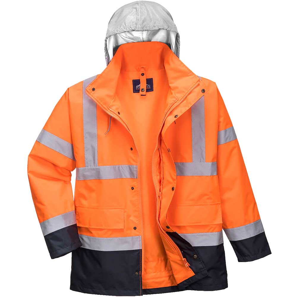 Photo of Oxford Weave 300d Class 3 Hi Vis 4-in-1 Traffic Jacket Orange / Navy L