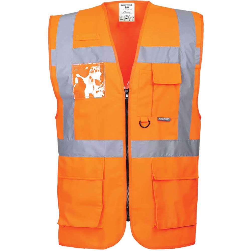 Image of Portwest Berlin Hi Vis Executive Vest Orange M