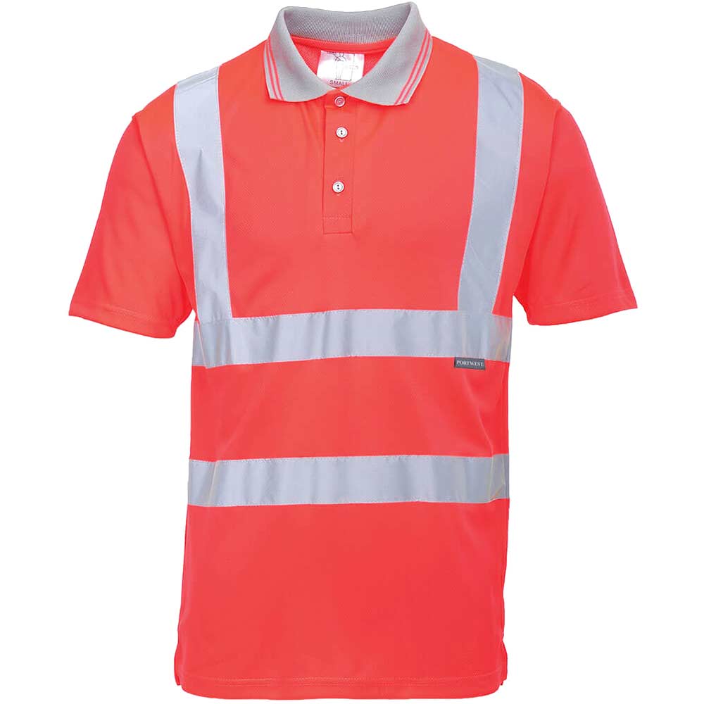 Photo of Portwest Mens Class 2 Hi Vis Polo Shirt Red 2xl