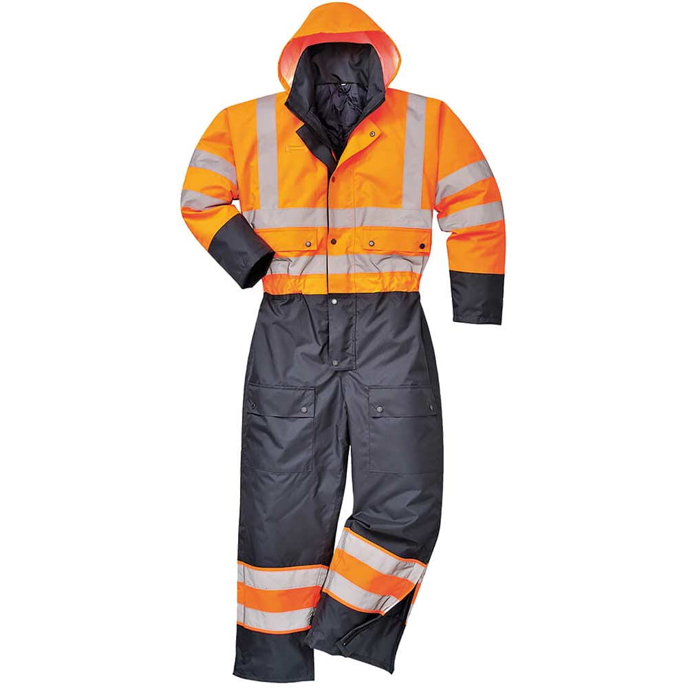 Image of Oxford Weave 300D Class 3 Hi Vis Contrast Overall Orange / Navy 4XL