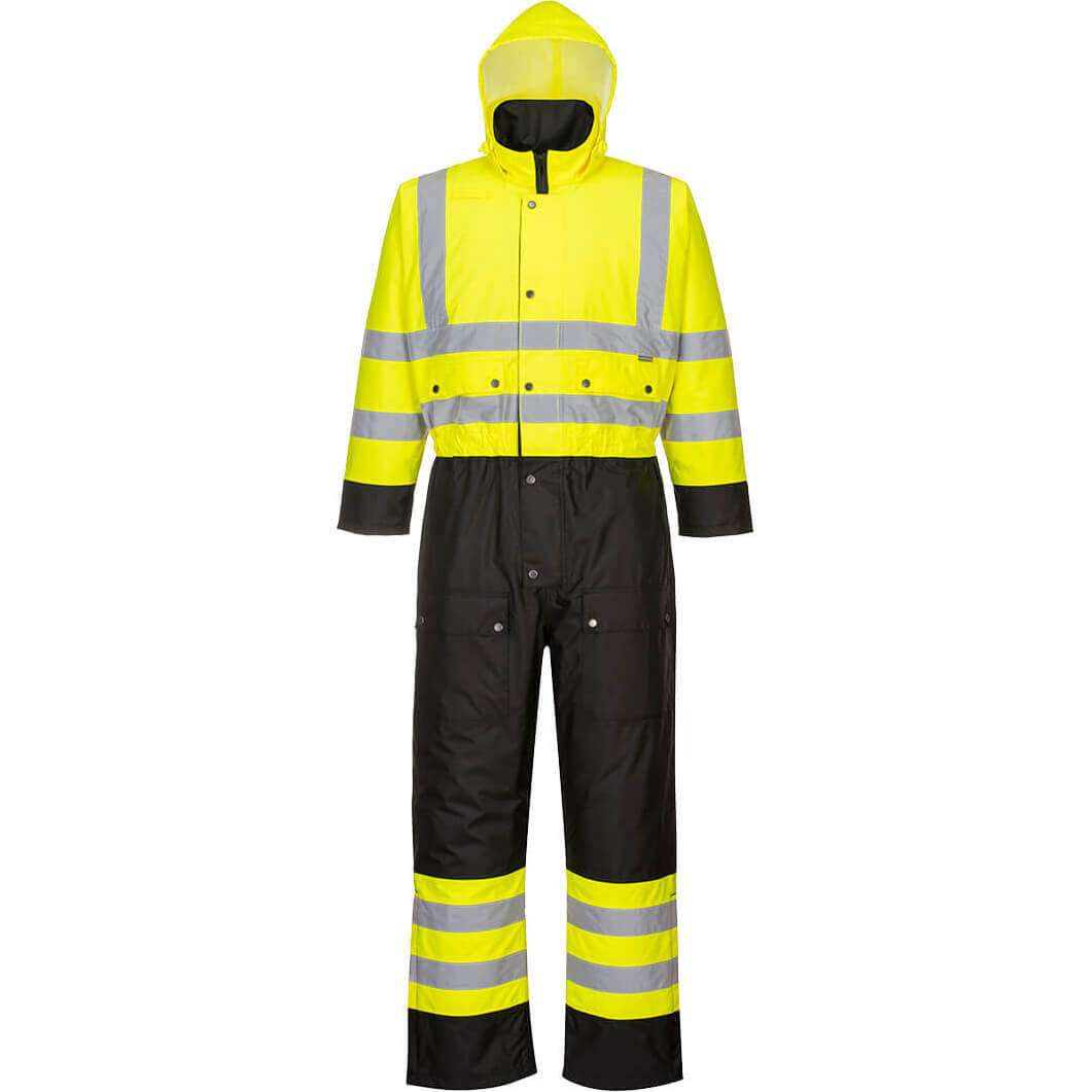 Image of Oxford Weave 300D Class 3 Hi Vis Contrast Overall Yellow / Black 7XL