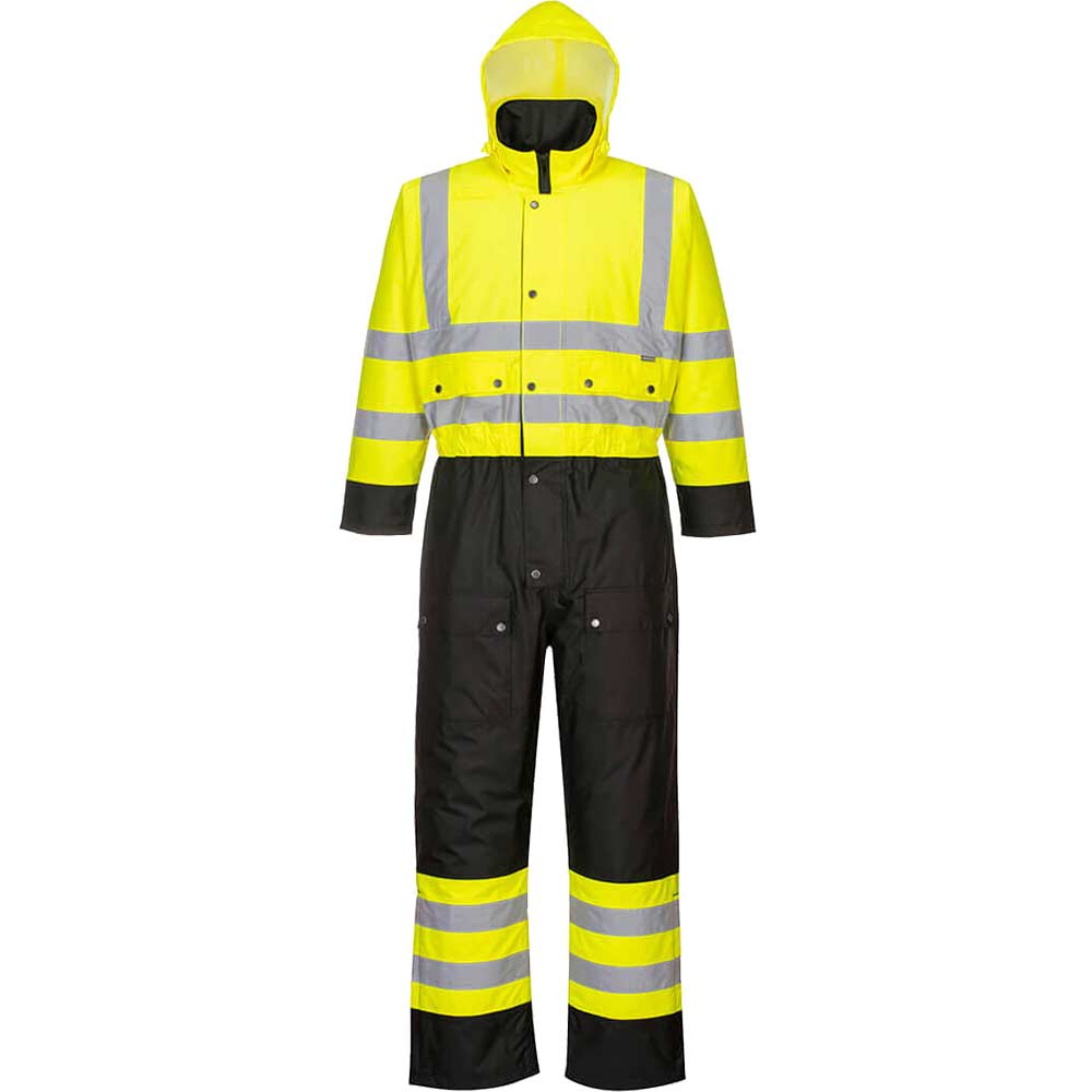 Image of Oxford Weave 300D Class 3 Hi Vis Contrast Overall Yellow / Black 7XL