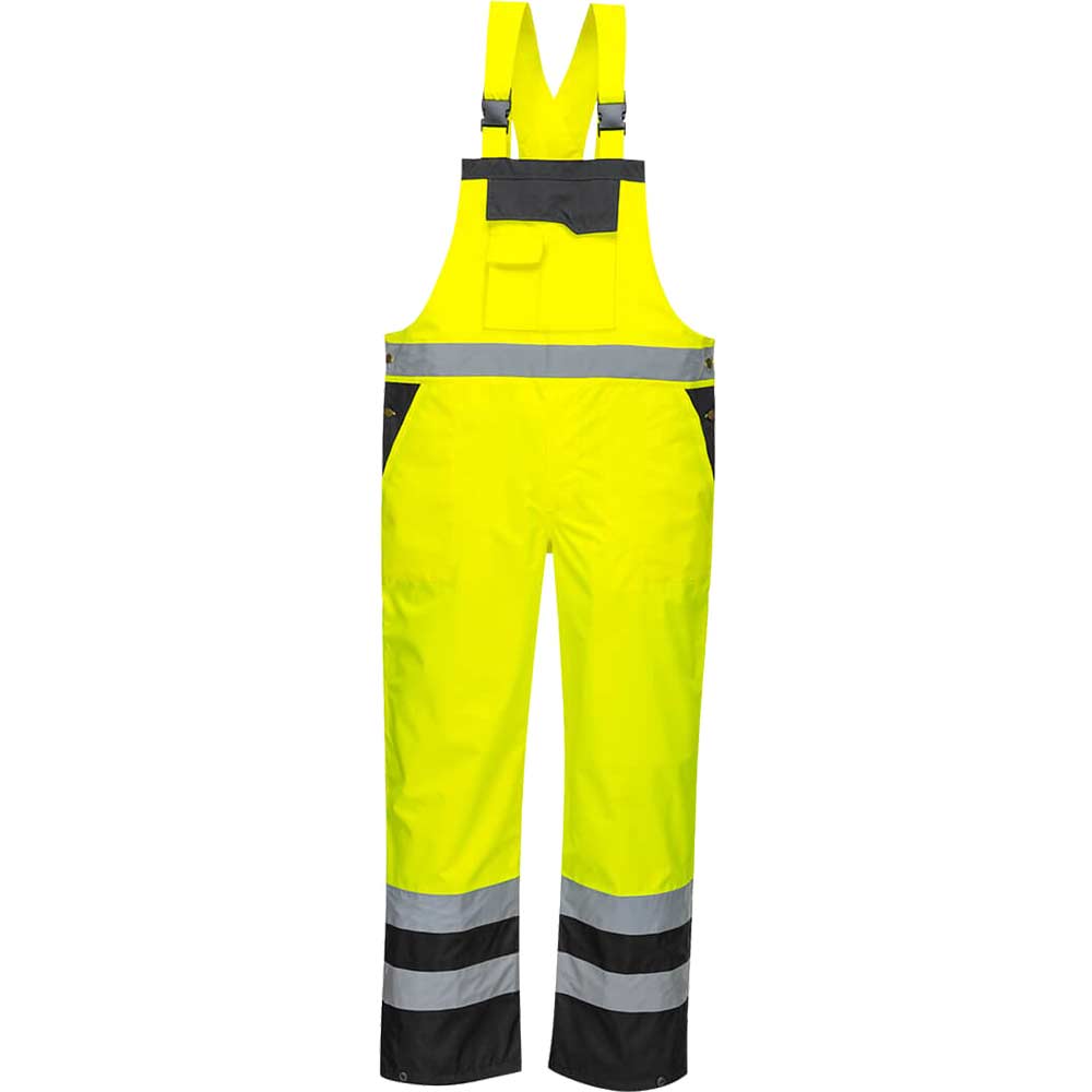 Photo of Oxford Weave 300d Class 2 Hi Vis Contrast Bib And Brace Yellow / Black 3xl