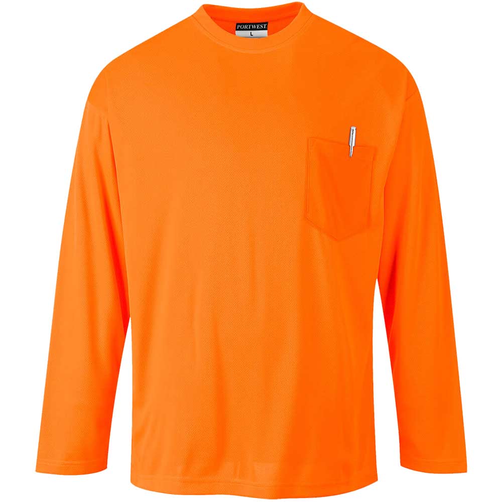 Photo of Portwest Long Sleeve Pocket T-shirt Orange 5xl
