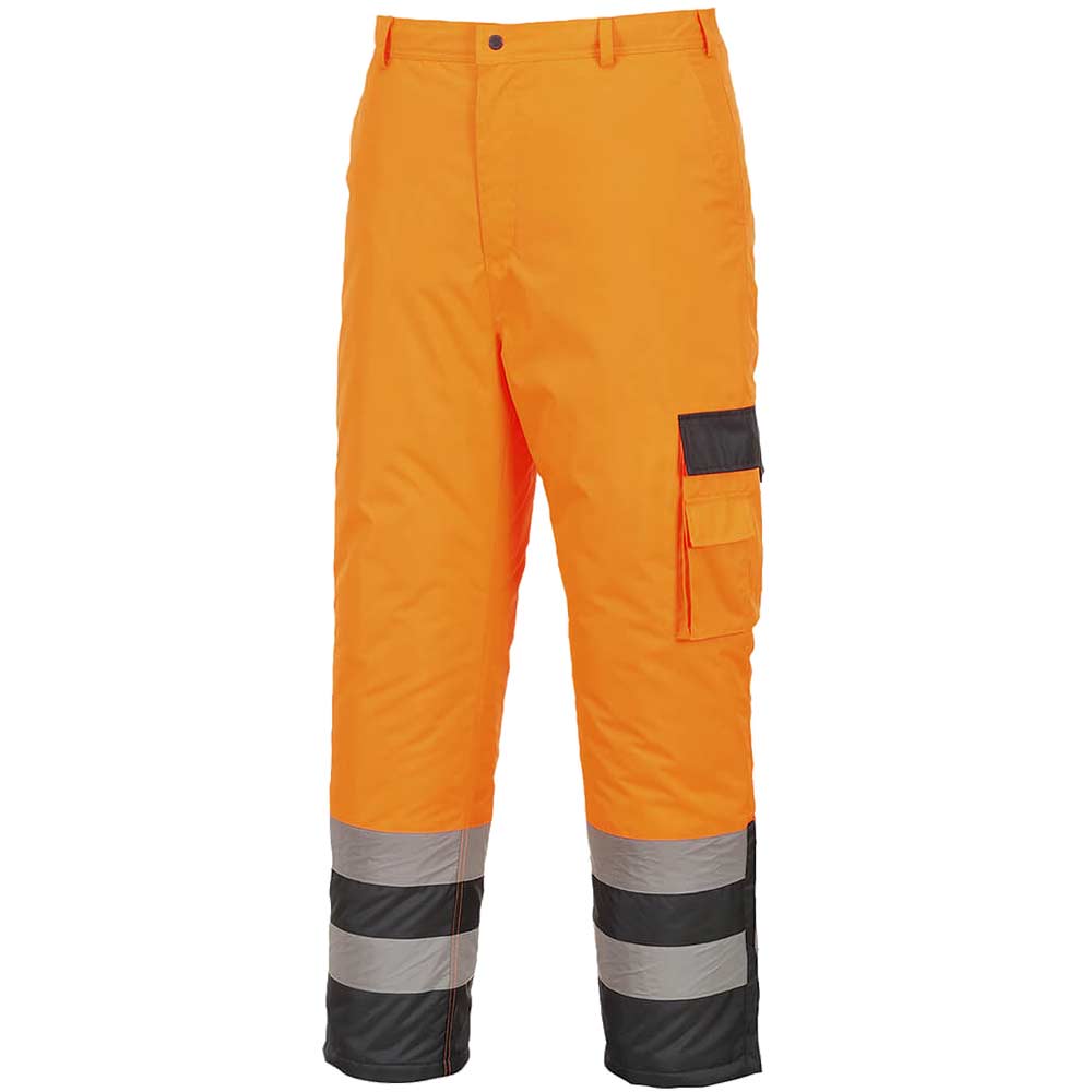 Photo of Oxford Weave 300d Class 2 Lined Contrast Hi Vis Breathable Trousers Orange / Navy S