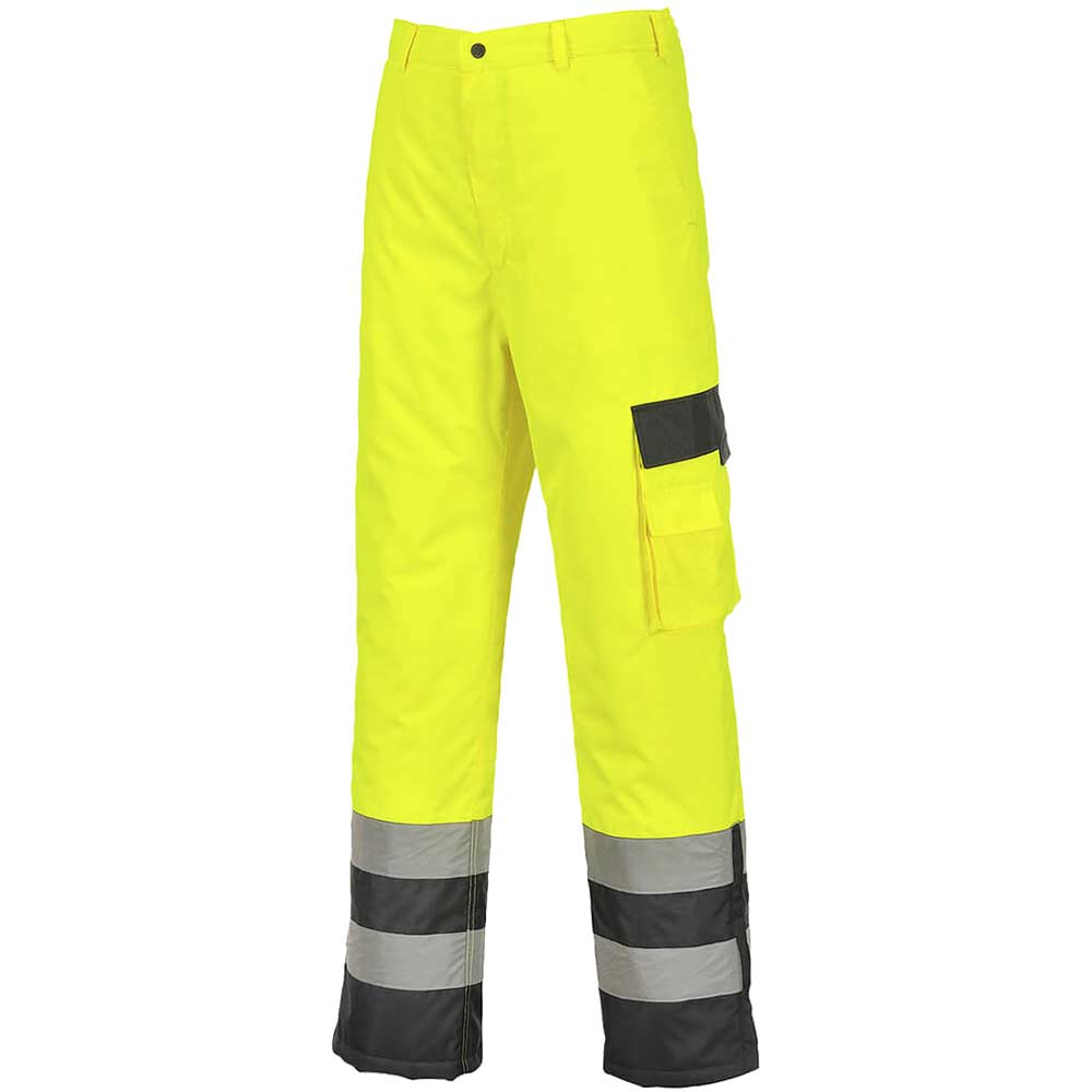 Photo of Oxford Weave 300d Class 2 Lined Contrast Hi Vis Breathable Trousers Yellow / Navy L