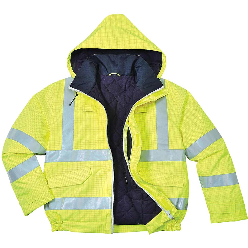 Photo of Biz Flame Hi Vis Flame Resistant Rain Bomber Jacket Yellow 4xl