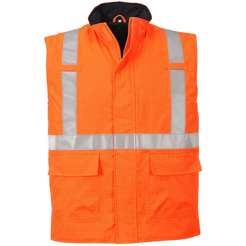 Photo of Biz Flame Hi Vis Flame Resistant Rain Bodywarmer Orange S