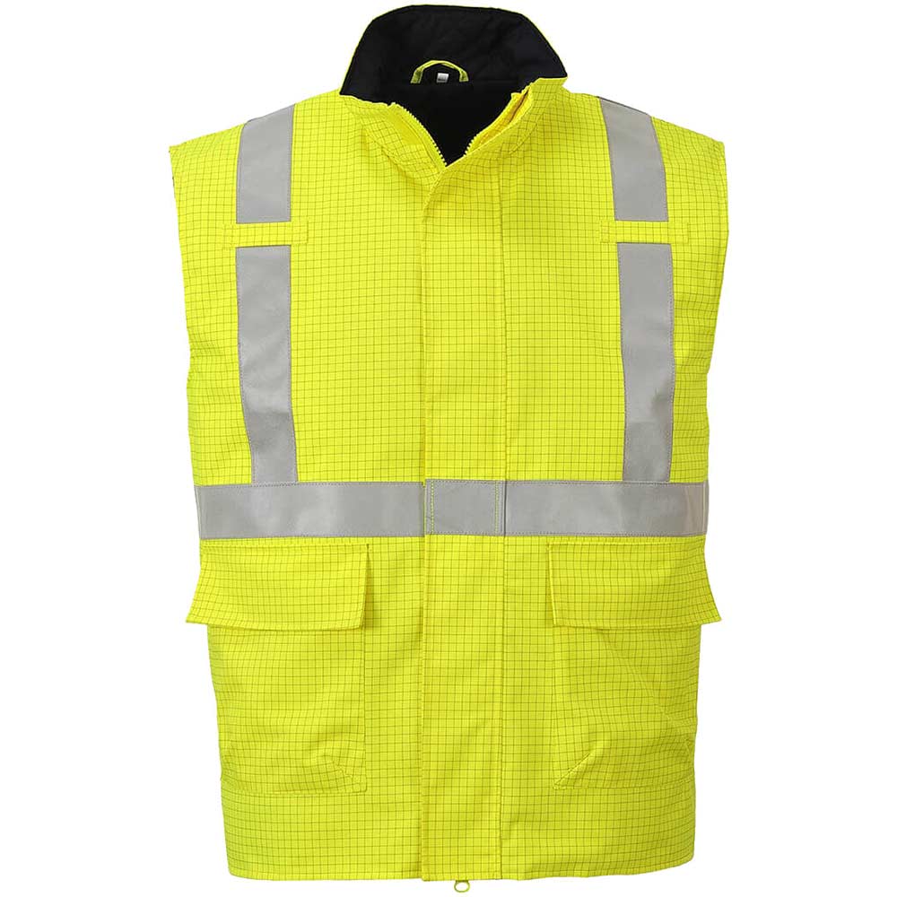 Photo of Biz Flame Hi Vis Flame Resistant Rain Bodywarmer Yellow 3xl