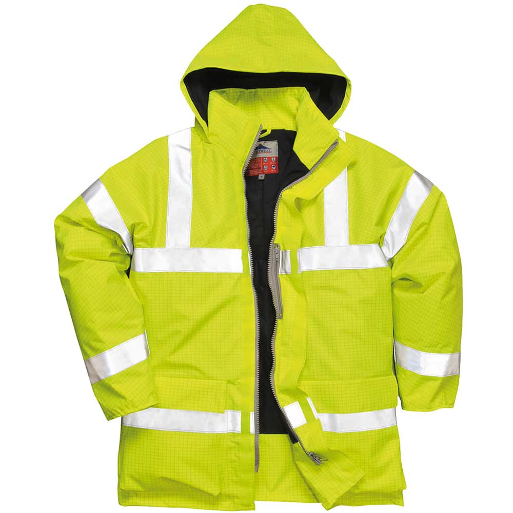Photo of Biz Flame Hi Vis Flame Resistant Rain Jacket Yellow 4xl