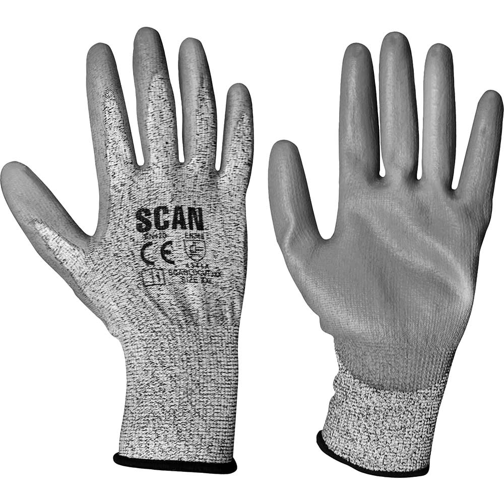Photo of Scan Pu Coated Cut 3 Gloves Grey 2xl