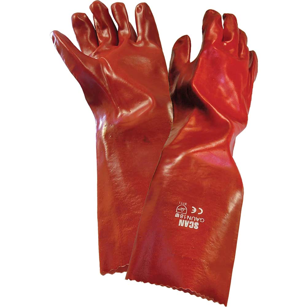 Image of Scan PVC Long Gauntlet Glove Red L