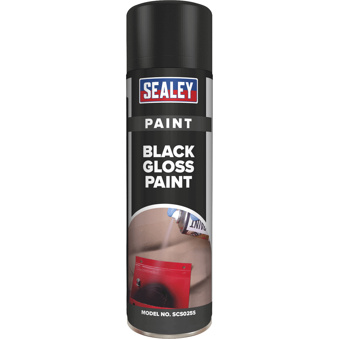 Sealey Gloss Aerosol Spray Paint Black 500ml