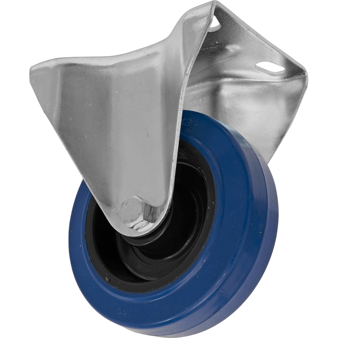 Sealey Heavy-Duty Blue Elastic Rubber Fixed Castor Wheel 100mm