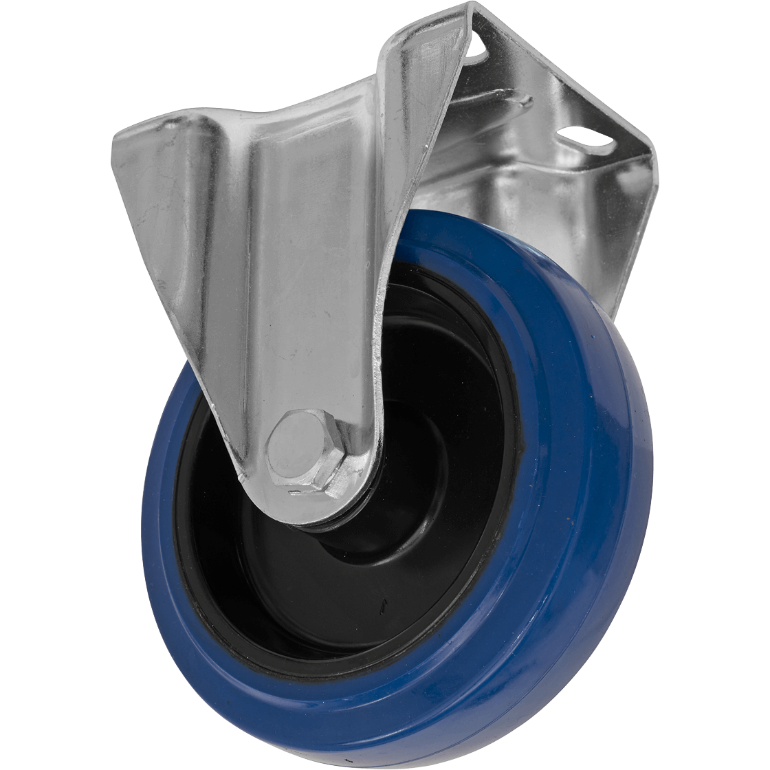 Sealey Heavy-Duty Blue Elastic Rubber Fixed Castor Wheel 125mm